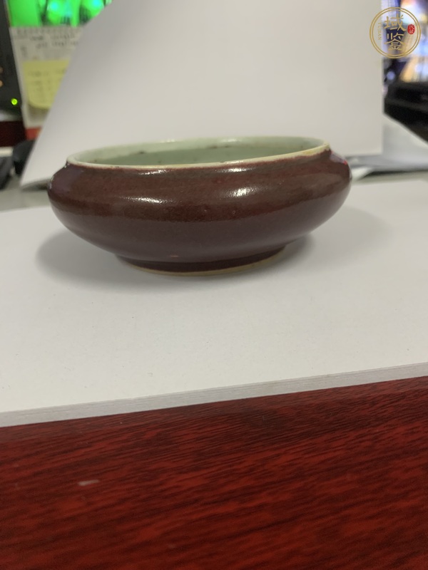 古玩紅釉洗真品鑒賞圖