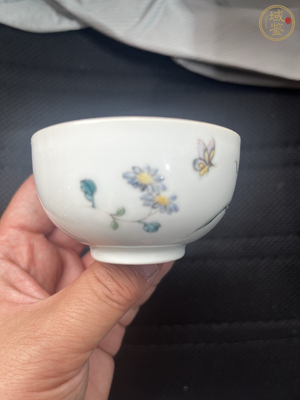古玩陶瓷琺瑯彩花蝶紋執(zhí)杯真品鑒賞圖