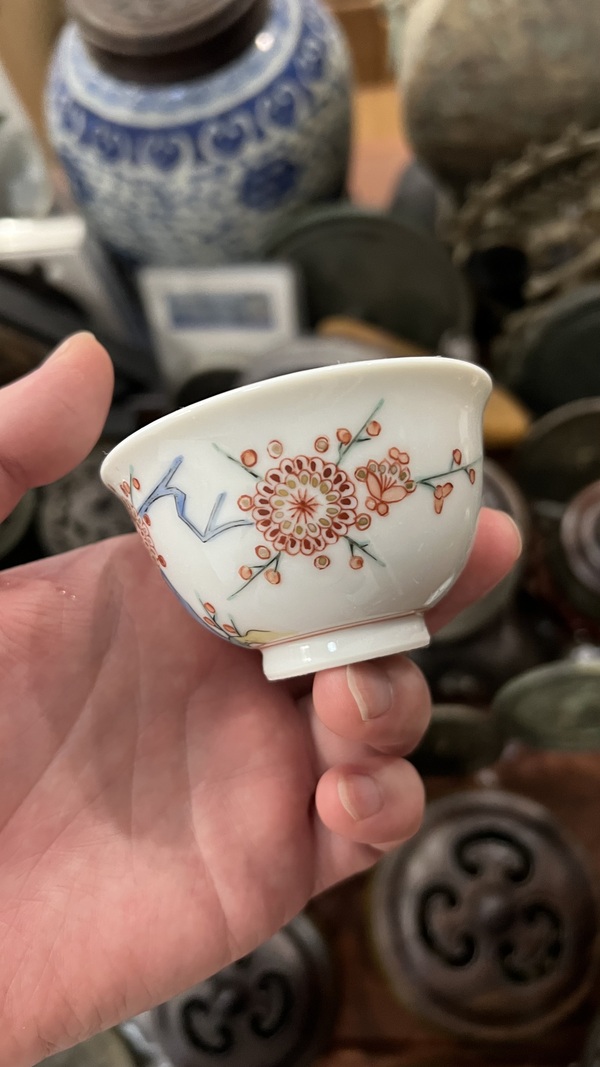 古玩陶瓷清末五彩花鳥紋杯拍賣，當(dāng)前價格499元