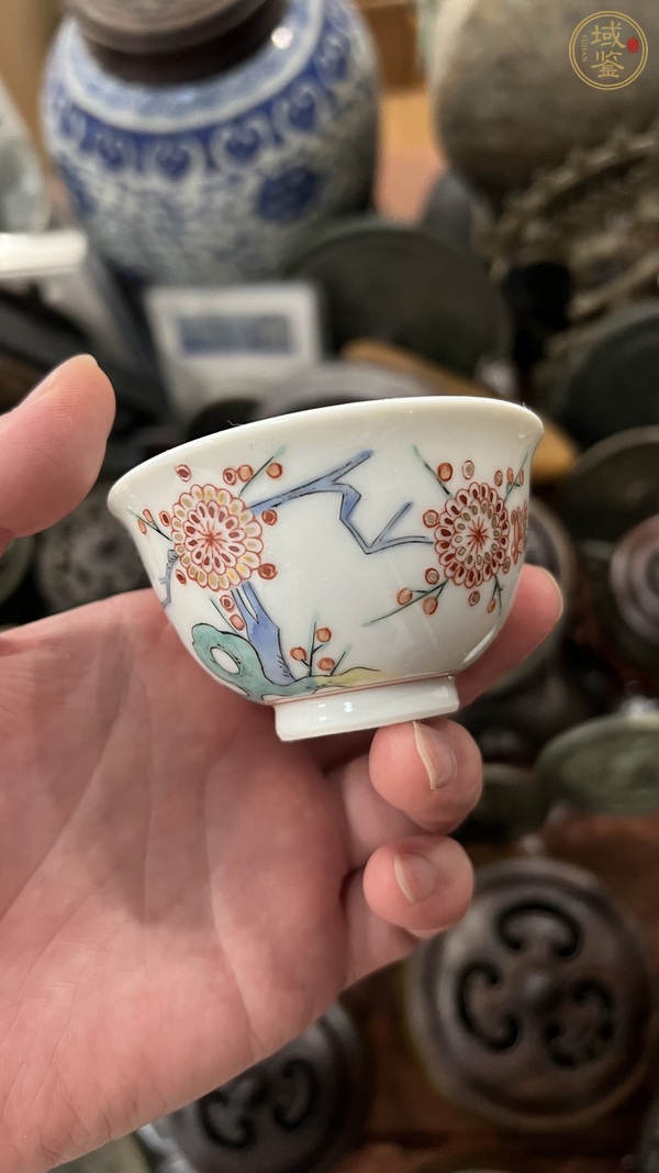古玩陶瓷五彩花鳥紋杯真品鑒賞圖