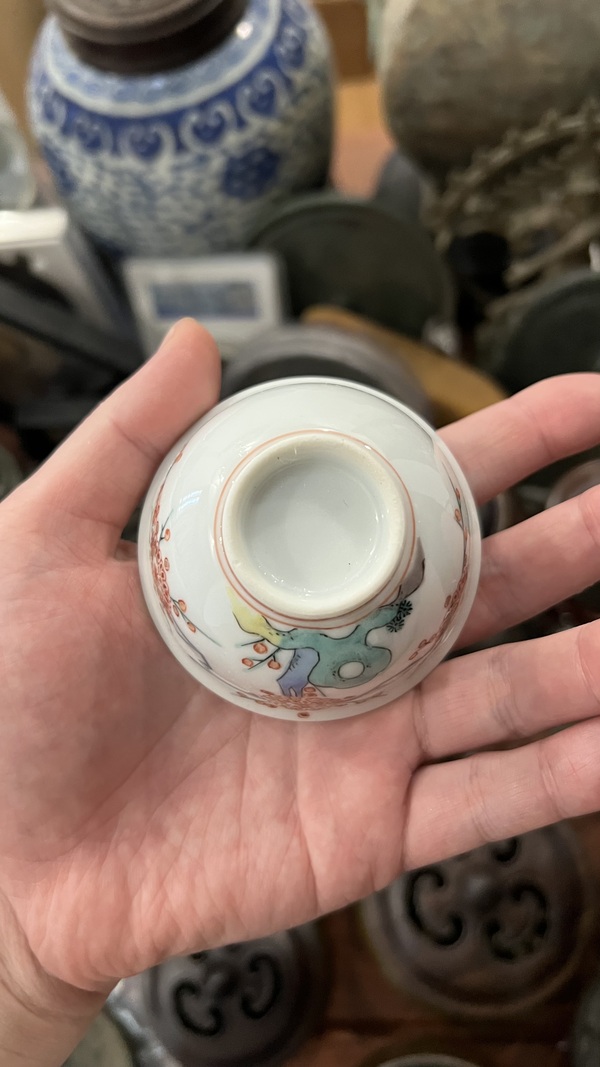 古玩陶瓷清末五彩花鳥紋杯拍賣，當(dāng)前價格499元