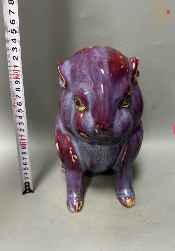 古玩窯變紅釉兔子真品鑒賞圖