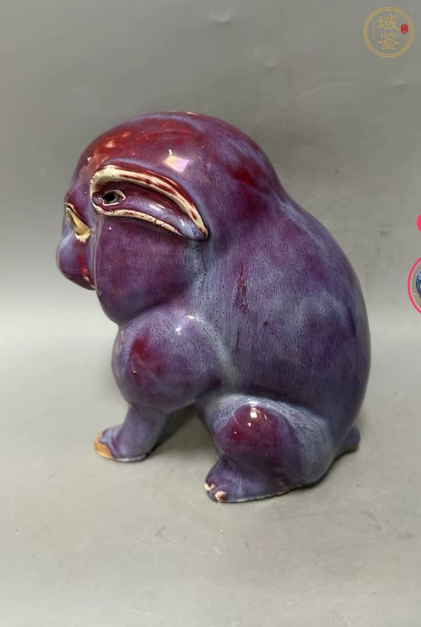 古玩陶瓷窯變紅釉兔子真品鑒賞圖
