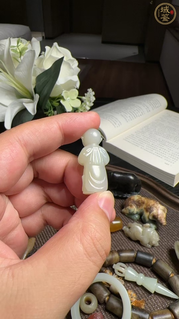 古玩和田玉執(zhí)鵠童子真品鑒賞圖