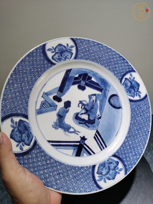 古玩陶瓷青花人物故事盤真品鑒賞圖