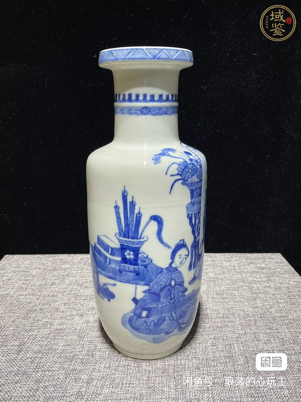 古玩陶瓷人物紋青花棒槌瓶真品鑒賞圖