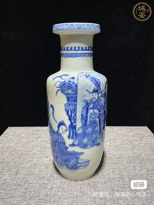 古玩陶瓷人物紋青花棒槌瓶真品鑒賞圖
