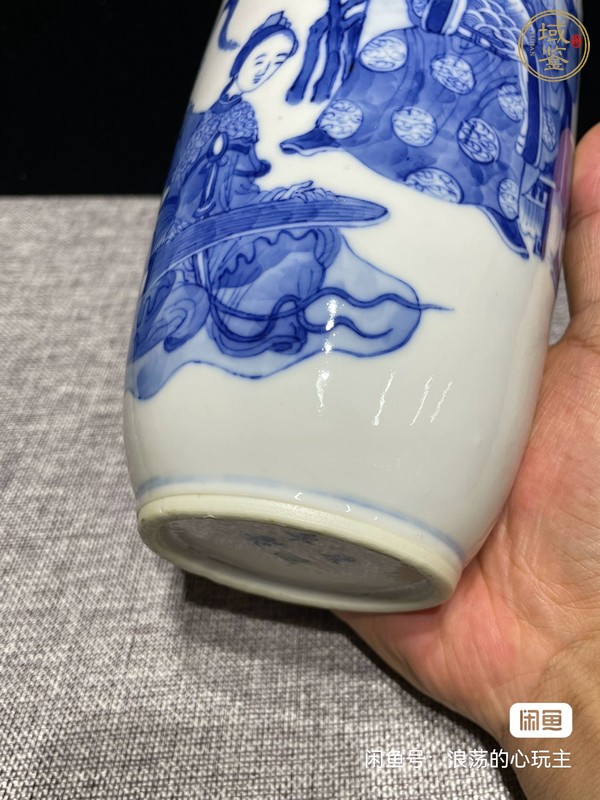 古玩陶瓷人物紋青花棒槌瓶真品鑒賞圖