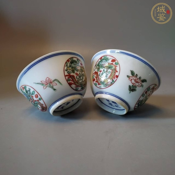 古玩陶瓷民國(guó)青花五彩團(tuán)龍紋杯真品鑒賞圖