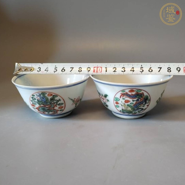 古玩陶瓷民國(guó)青花五彩團(tuán)龍紋杯真品鑒賞圖