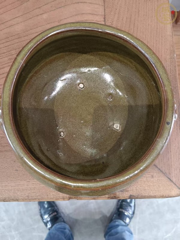 古玩陶瓷茶葉末釉雙鋪香爐真品鑒賞圖