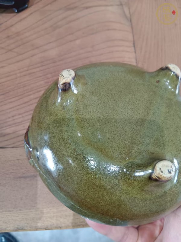 古玩陶瓷茶葉末釉雙鋪香爐真品鑒賞圖