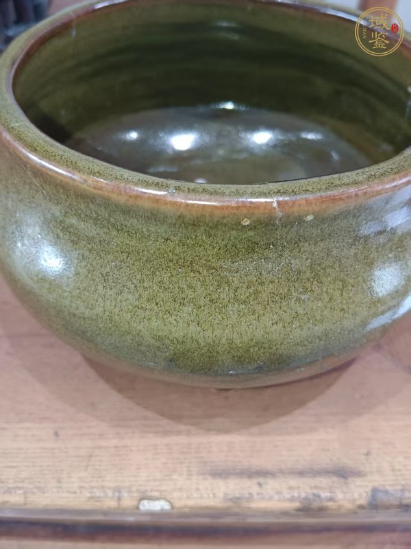 古玩陶瓷茶葉末釉雙鋪香爐真品鑒賞圖