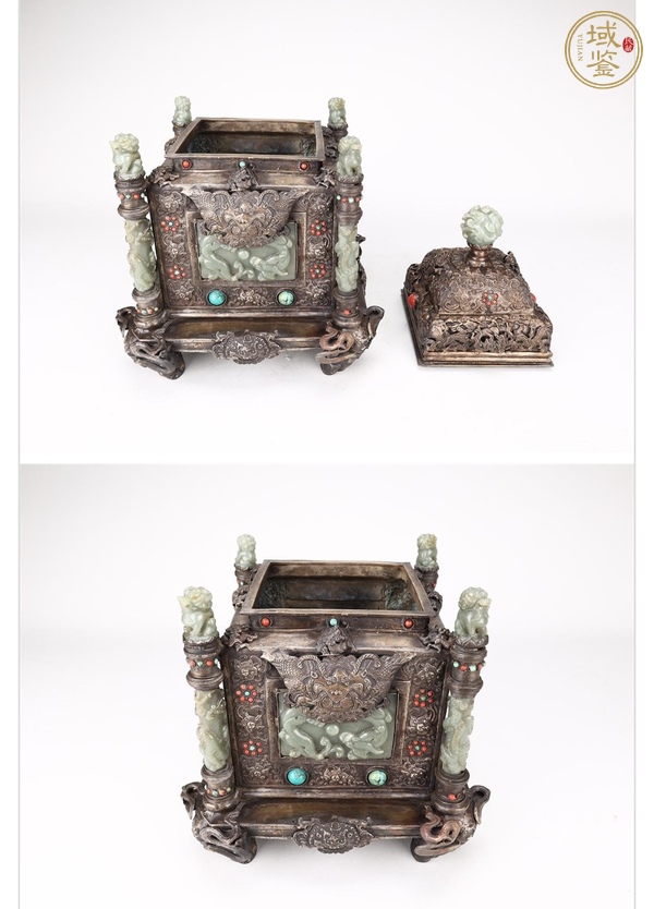 古玩玉器和田玉鑲嵌“方爐”真品鑒賞圖