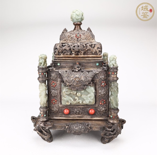 古玩和田玉鑲嵌“方爐”真品鑒賞圖