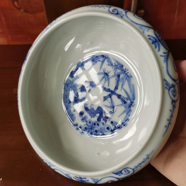 古玩陶瓷民國(guó)青花松竹梅膛鑼洗拍賣，當(dāng)前價(jià)格966元