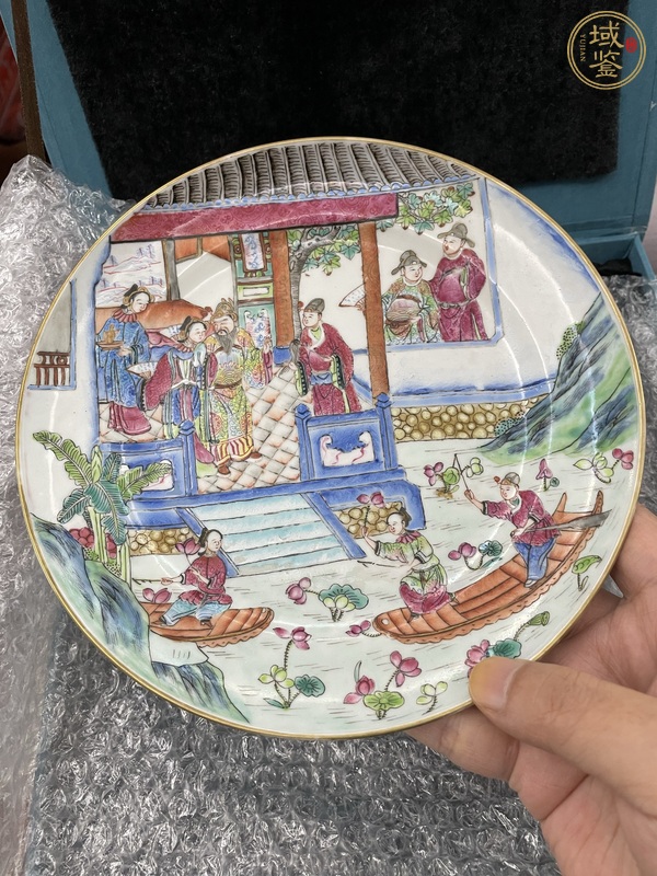 古玩陶瓷粉彩人物故事紋折腰盤真品鑒賞圖