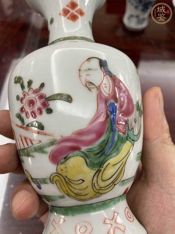 古玩陶瓷粉彩人物故事紋撇口瓶真品鑒賞圖