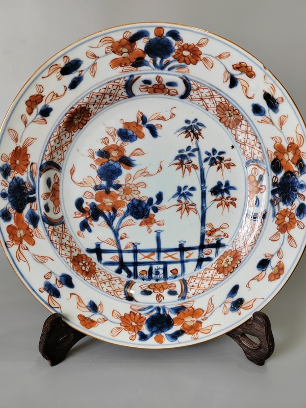 古玩陶瓷康熙青花礬紅描金賞盤拍賣，當前價格1280元