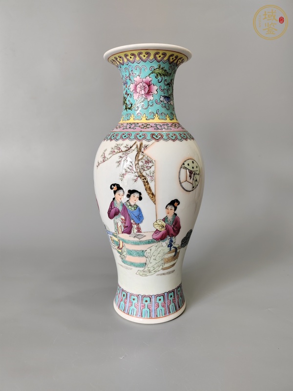 古玩陶瓷粉彩人物故事觀音瓶真品鑒賞圖