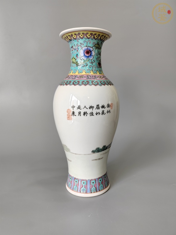 古玩陶瓷粉彩人物故事觀音瓶真品鑒賞圖