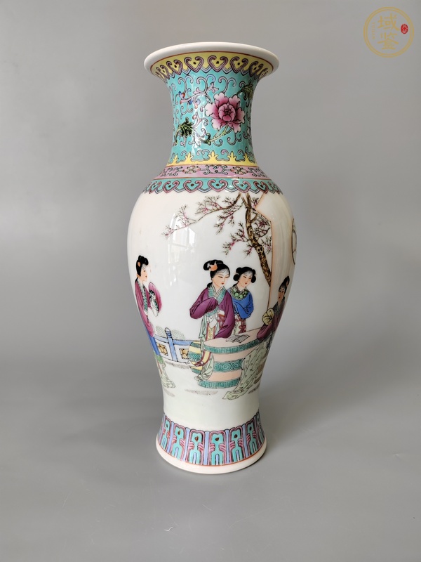 古玩陶瓷粉彩人物故事觀音瓶真品鑒賞圖