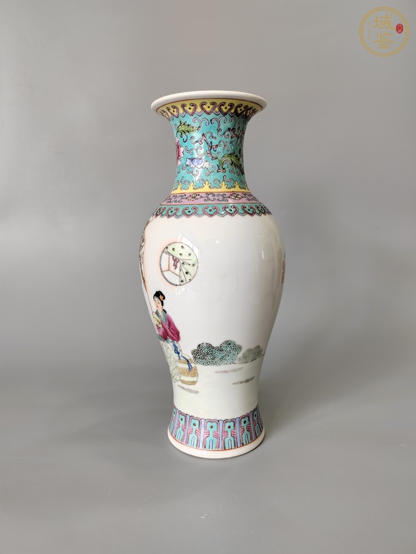 古玩陶瓷粉彩人物故事觀音瓶真品鑒賞圖