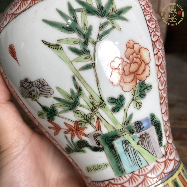 古玩陶瓷花鳥紋五彩蓋瓶真品鑒賞圖