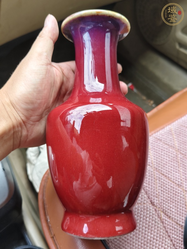 古玩陶瓷窯變紅釉觀音瓶真品鑒賞圖