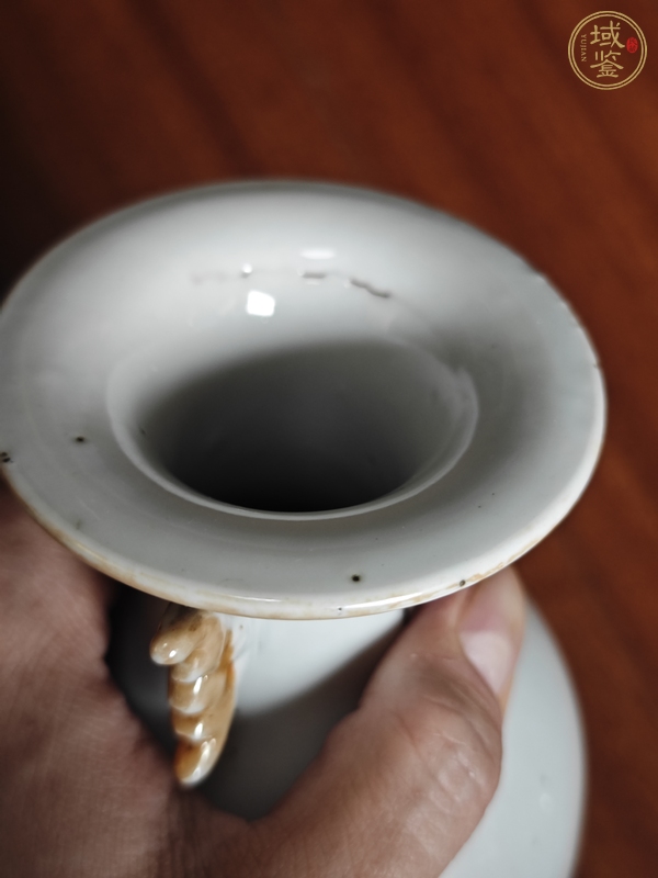 古玩陶瓷油粉彩山水人物紋撇口瓶真品鑒賞圖