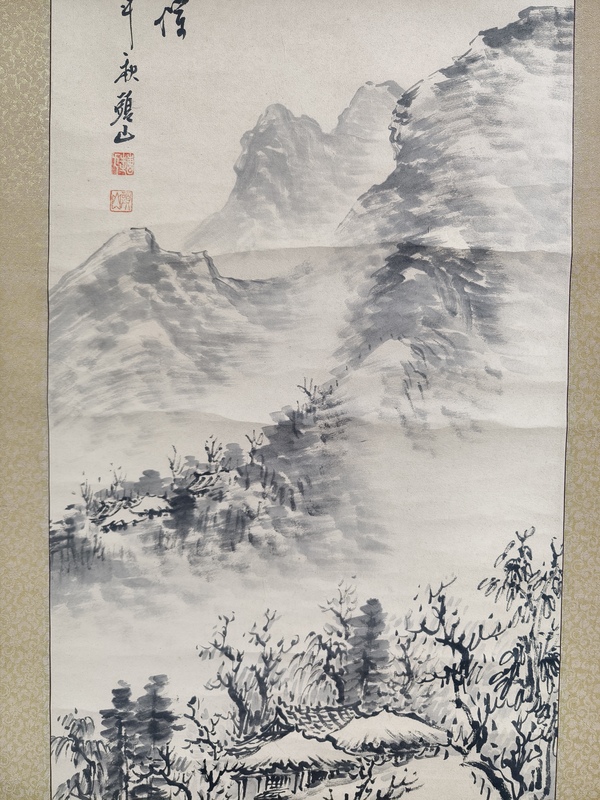 古玩字畫晚清民國《山家秋夜》山水拍賣，當前價格600元