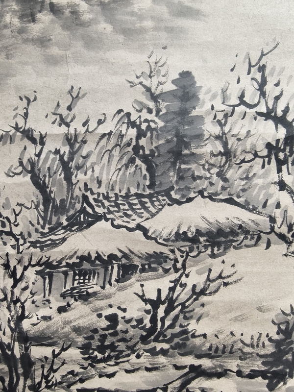 古玩字畫晚清民國《山家秋夜》山水拍賣，當前價格600元