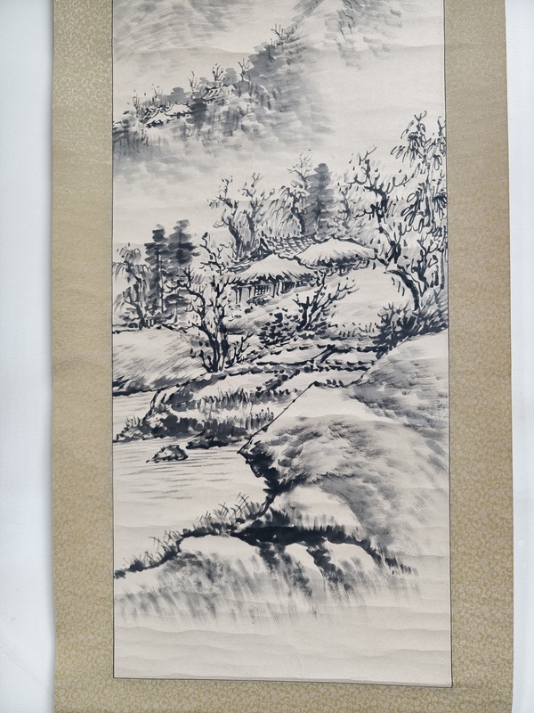古玩字畫晚清民國《山家秋夜》山水拍賣，當前價格600元