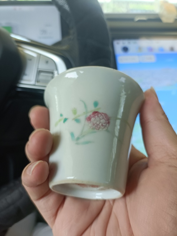 古玩陶瓷民國粉彩花卉紋馬蹄杯拍賣，當前價格2888元