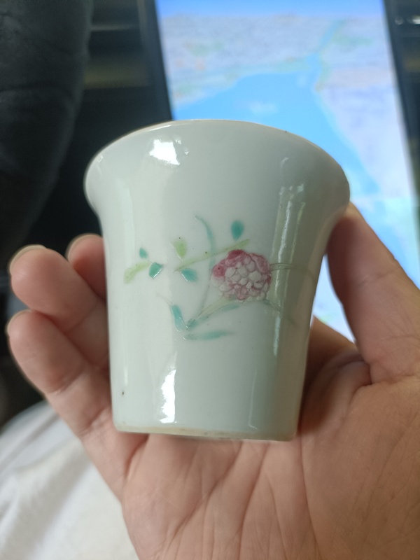 古玩陶瓷民國粉彩花卉紋馬蹄杯拍賣，當前價格2888元