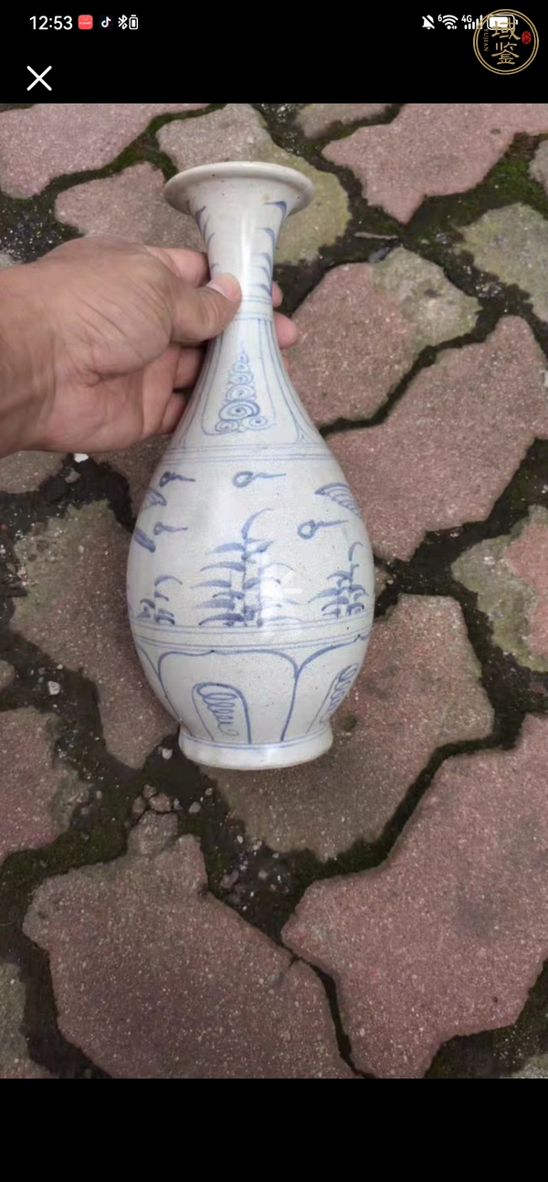 古玩陶瓷晚明安南窯玉壺春瓶真品鑒賞圖