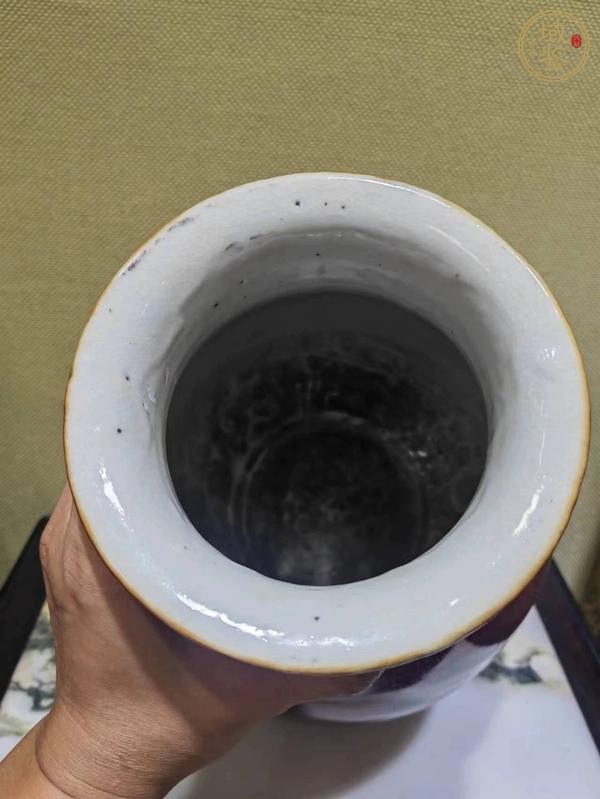 古玩陶瓷鈞紅釉琵琶尊真品鑒賞圖