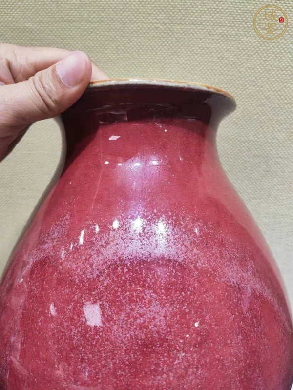 古玩陶瓷鈞紅釉琵琶尊真品鑒賞圖