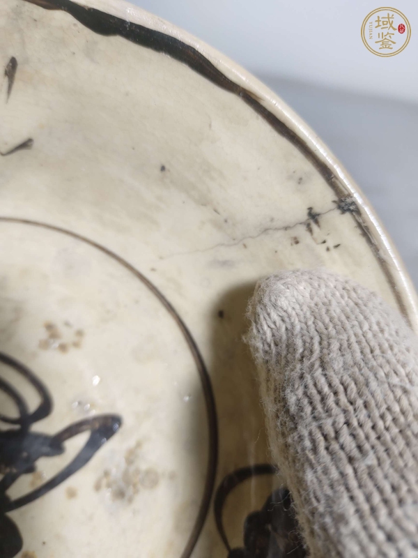 古玩陶瓷磁州窯白底黑花福字紋碗真品鑒賞圖
