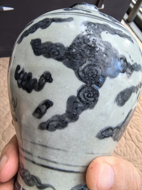 古玩陶瓷明晚期青花云鶴紋梅瓶拍賣，當(dāng)前價(jià)格15980元