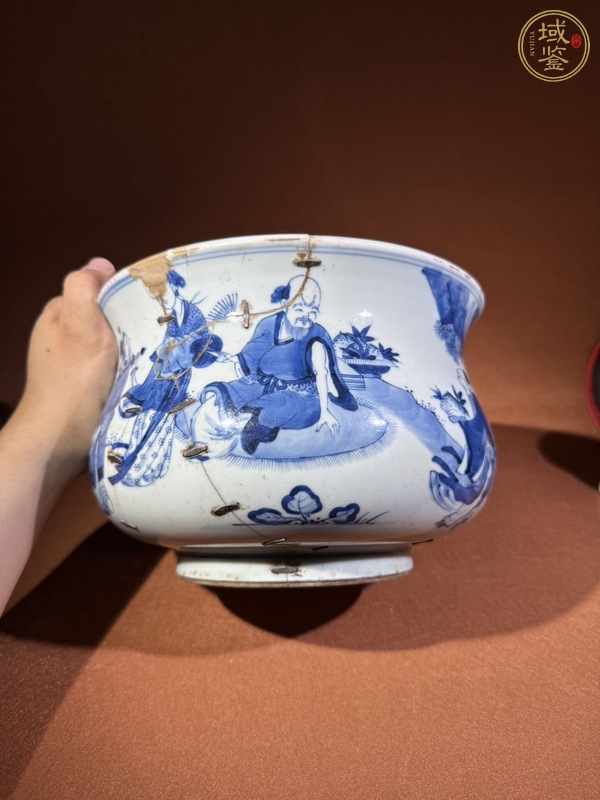 古玩陶瓷八仙圖青花香爐真品鑒賞圖