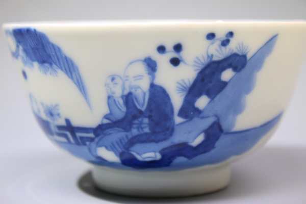 古玩陶瓷清晚期·青花老少同樂圖茶碗拍賣，當(dāng)前價(jià)格468元