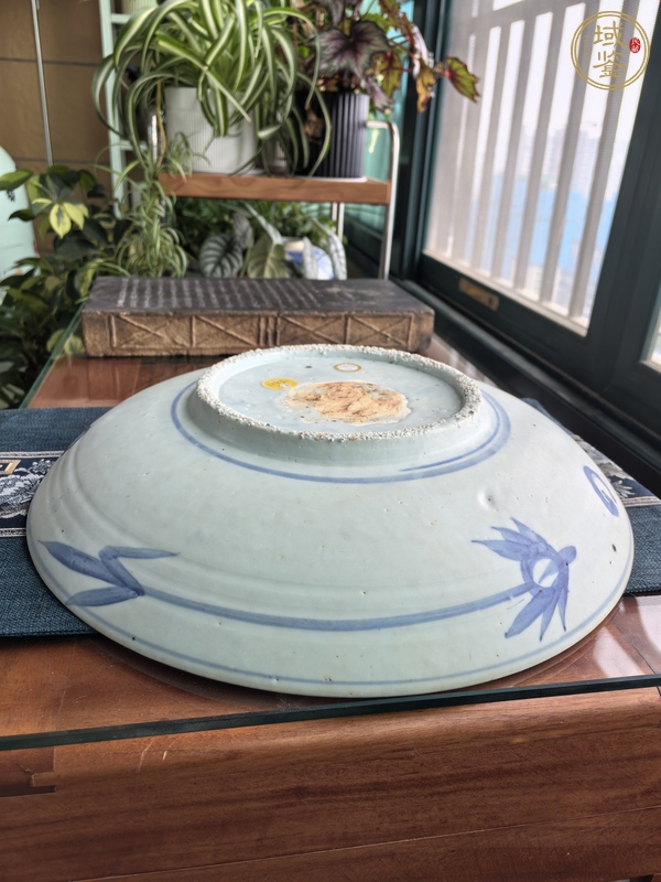 古玩陶瓷漳州窯青花洞石鳳凰牡丹花卉紋盤真品鑒賞圖
