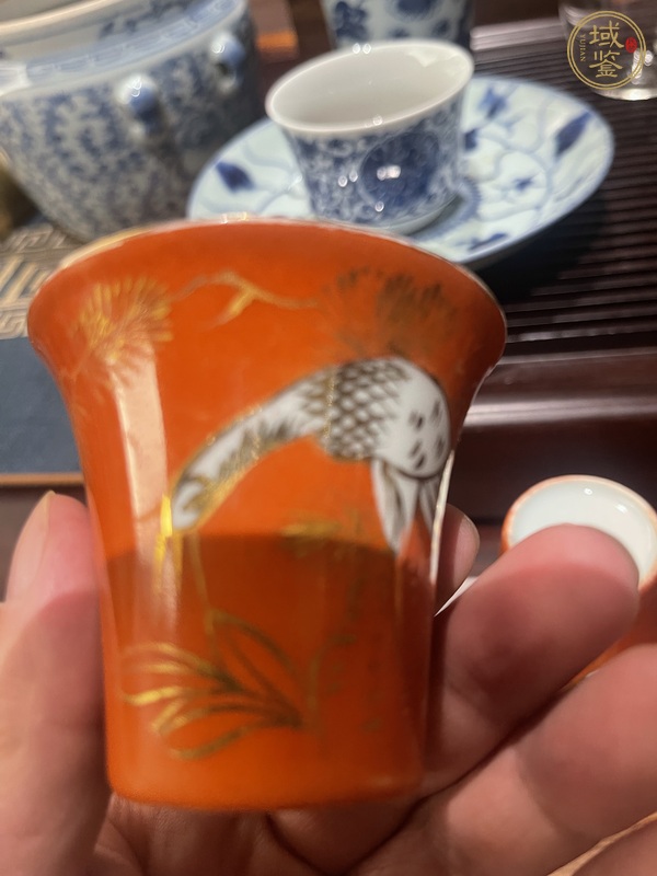 古玩陶瓷松鶴紋馬蹄杯真品鑒賞圖