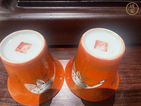 古玩陶瓷松鶴紋馬蹄杯真品鑒賞圖