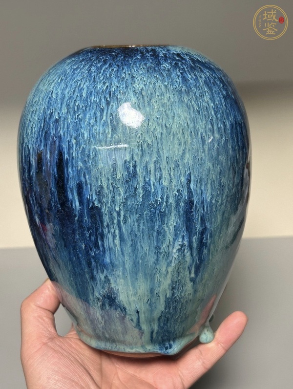 古玩陶瓷宜鈞釉蛋型水盂真品鑒賞圖