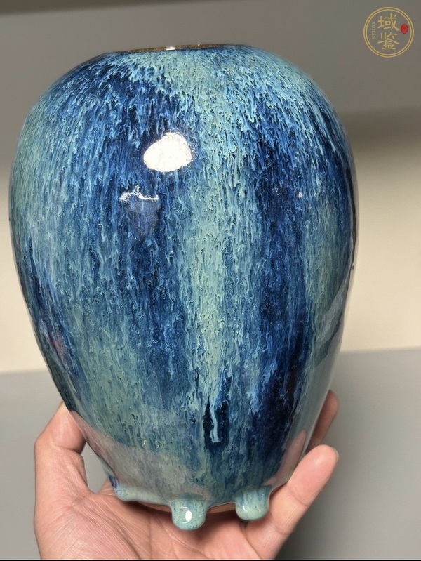 古玩陶瓷宜鈞釉蛋型水盂真品鑒賞圖