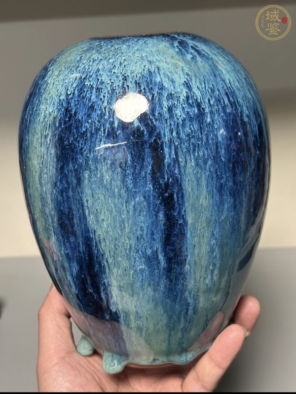 古玩陶瓷宜鈞釉蛋型水盂真品鑒賞圖