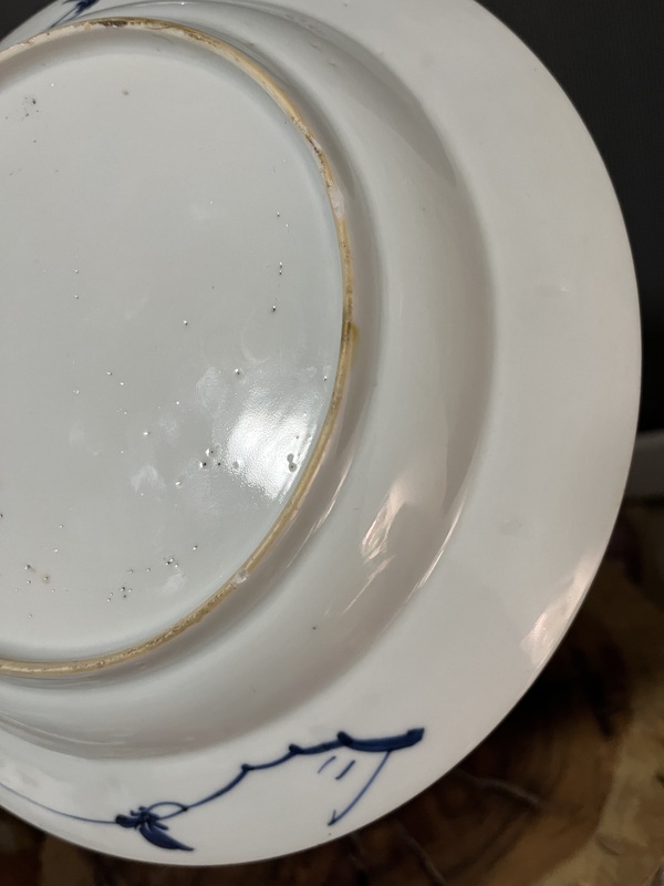 古玩陶瓷（保真卡）清康熙·青花竹石花卉紋折沿盤2拍賣，當前價格2500元