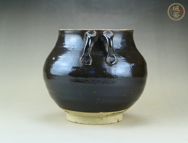 古玩陶瓷黑釉四系罐真品鑒賞圖